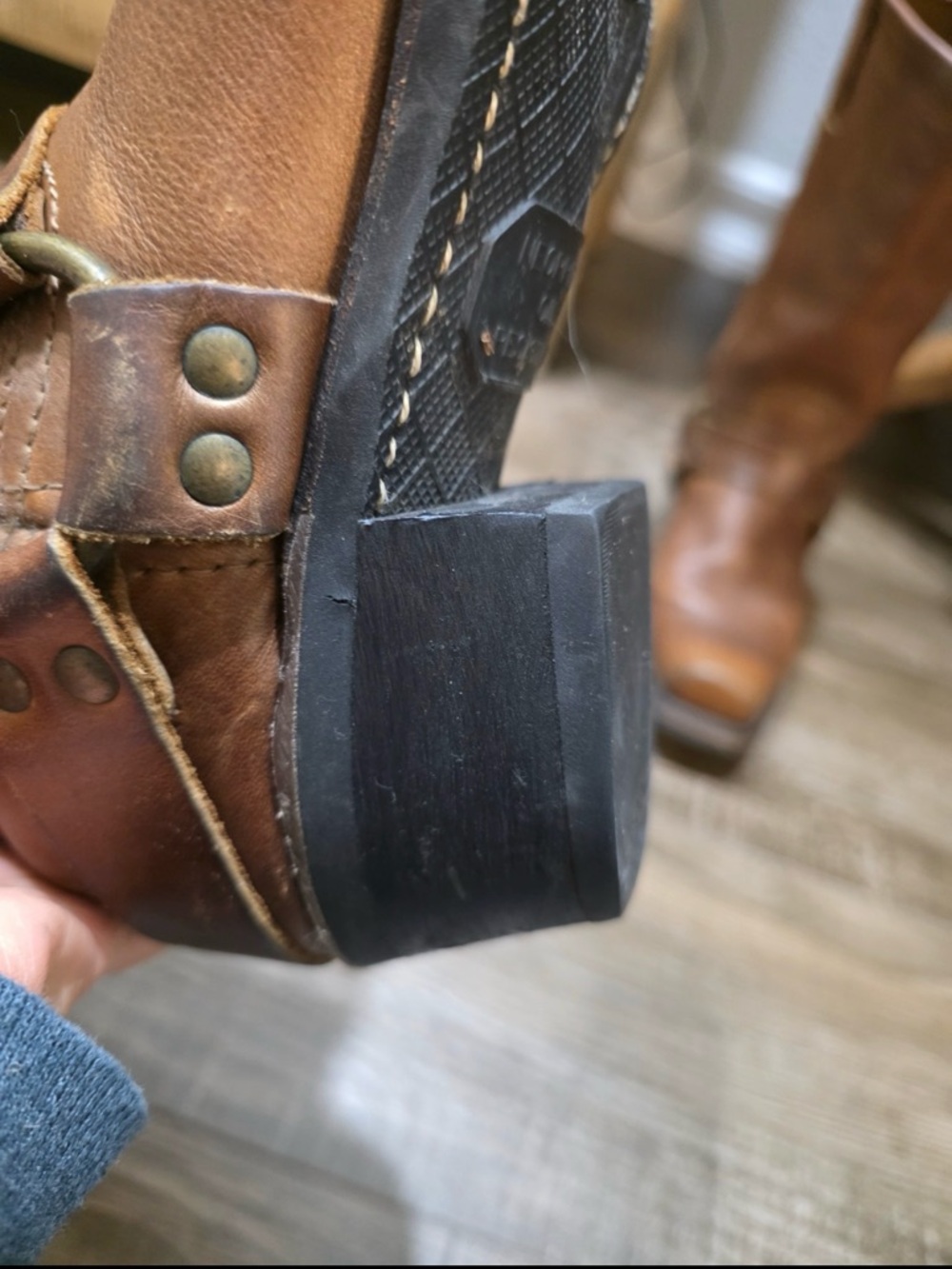 Classic Brown Leather Engineer Boots - Women's - Picture 6 of 8